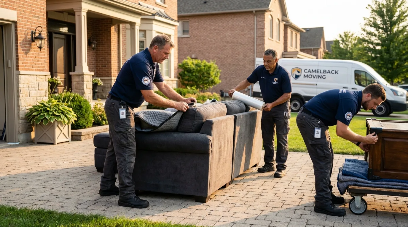 Large estate moving crew wrapping furniture in Catawissa, PA