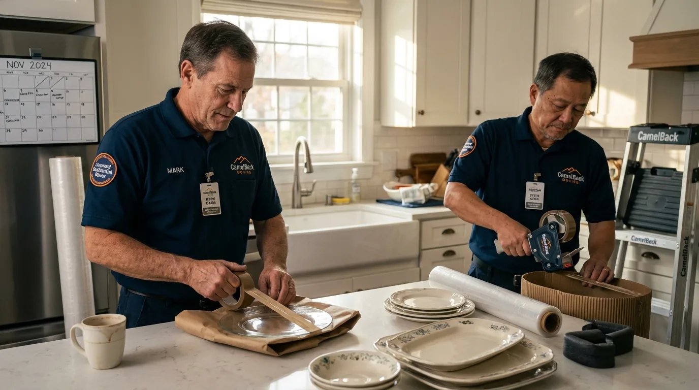 Professional crew packing kitchen dishware in Catawissa, PA